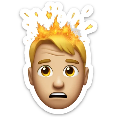 Doubtful face emoji with exploding head
 sticker