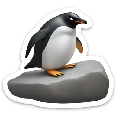 penguin on a rock eyes closed head facing up wings spread out  sticker