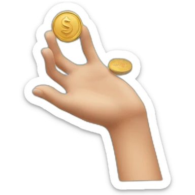 hand throwing a coin sticker