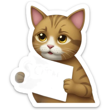 cat hold a sign that says sorry sticker