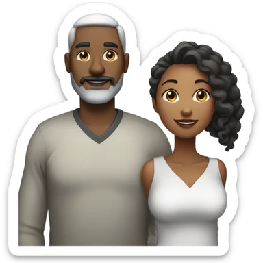 Black couple, her plus size with freckles him tall with grey beard sticker