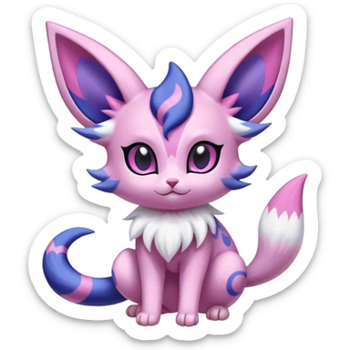 Shiny Exotic Cute Espeon-Sylveon-Purrloin-Meowstic-Hybrid-Creature with pattern-markings sticker