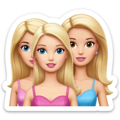 Two blonde and one brunette Barbie  sticker