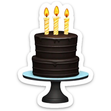 Black Birthday cake  with a 25 candle on top sticker