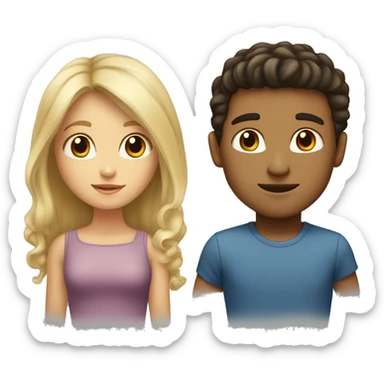 blonde girl with brown eyes and a guy with dark hair and brown eyes sticker