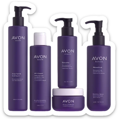 AVON skincare set with facial cleanser, toner, and moisturizer bottles sticker
