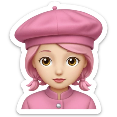 a pink beret hat sticker