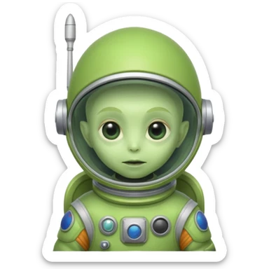 Alien Explorer – small green alien with antenna and space suit. sticker