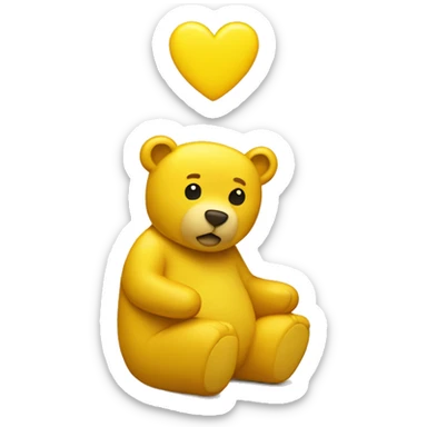 Yellow heart with bear seat down sticker