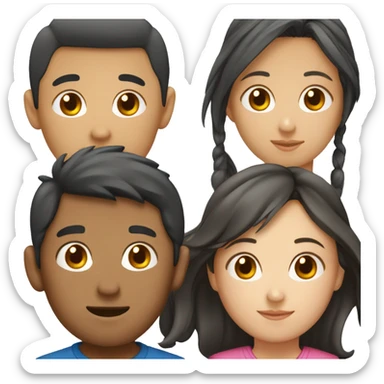 team of 3 asian friends (2 boys and 1 girl) sticker