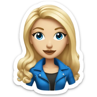 Mujer rubia de ojos azules con tatuajes montada en una moto sticker