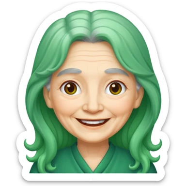 long green haired grandma sticker