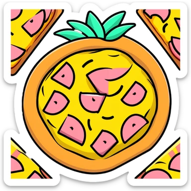 hawaiian pizza with pineapple and ham sticker