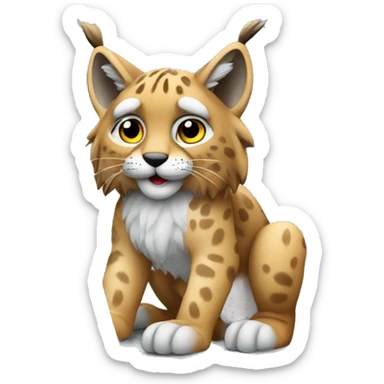 A lynx with a laptop sticker