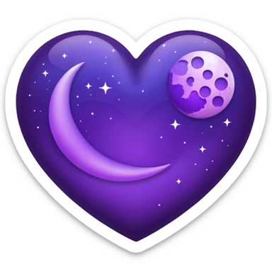 dark purple heart with a purple Moon sticker