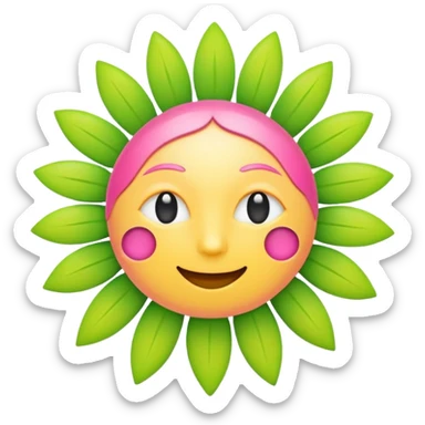 Latin letters SOL in emoji style, minimalism, pink green and sunny colors, associations with energy and sun sticker