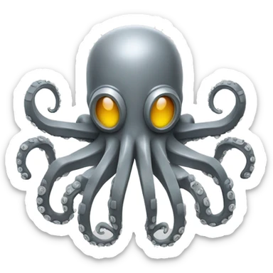 Giant robot octopus gray metal sticker
