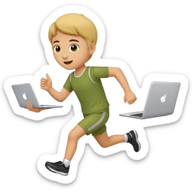 cute olive running holding a laptop sticker