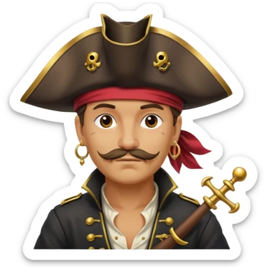create an emoji of pirate capitan on the bow of the ship in epic posture sticker