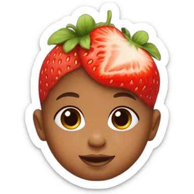 Baby with a strawberry on top of the head sticker