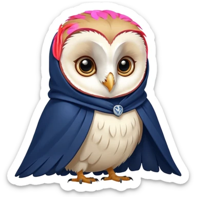 white barn owl in navy blue cloak sticker
