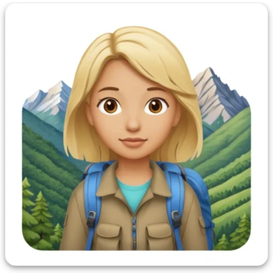 girl backpacking, travelling mountains background sticker