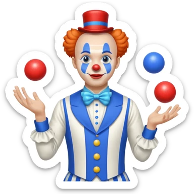 circus juggler clown juggling balls white and blue sticker