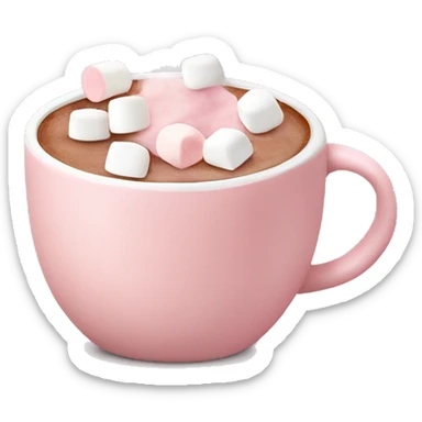 Light Pink mug of hot chocolate with marshmallows  sticker
