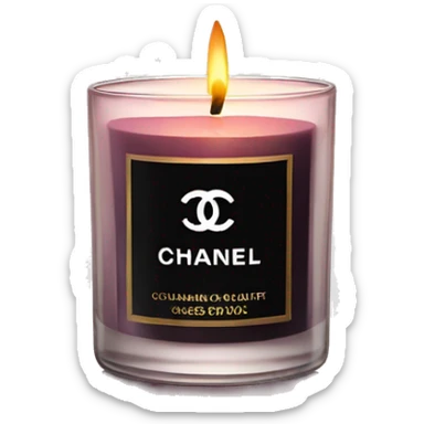 a candle in a glass chanel sticker