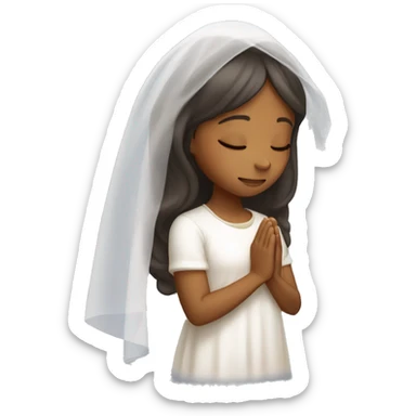 Caramel skin Girl praying for with white veil  sticker