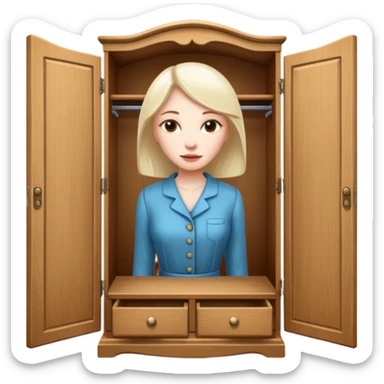 A character from the fairy tale Beauty and the Beast: the lady who was turned into a wardrobe by magic. She retains the wardrobe's original form and has an anthropomorphic face. sticker