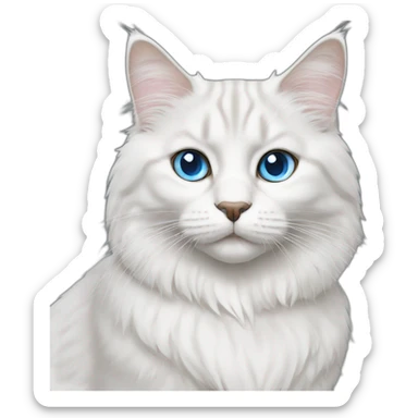 Siberian cat white blues eyes sticker