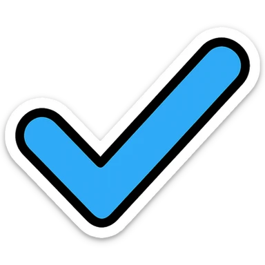 blue tick, clean and modern, color icon style sticker