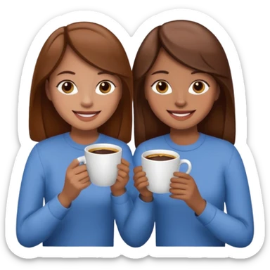 sisters drinking coffee brown hair sticker