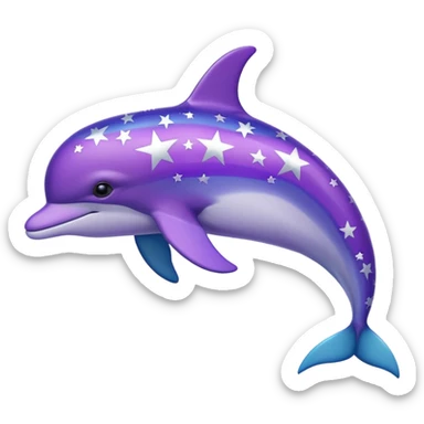 Blue and purple streaked Dolphin with silver stars on it sticker