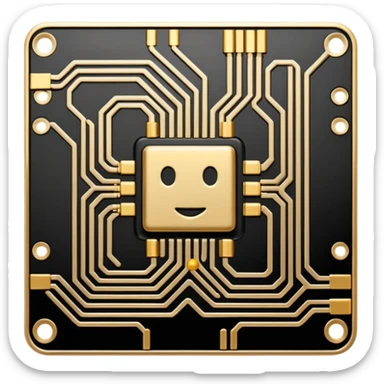 I want a black and gold pcb emoji, representing a circuit board sticker