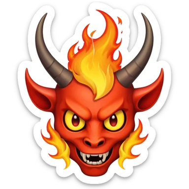 devil horn on fire logo sticker