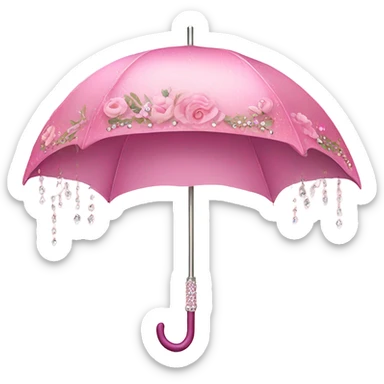 pink umbrella with flower detail and crystals sticker