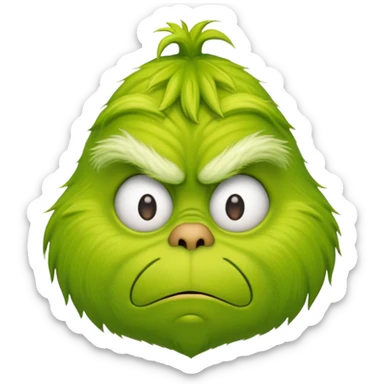 Grinch emoji with grumpy expression sticker