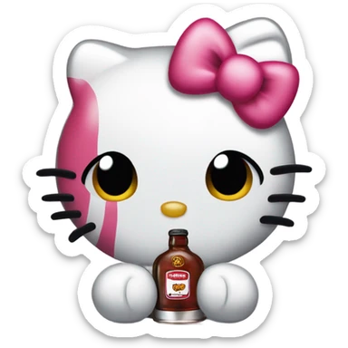 Hello kitty crying tears sad holding Hennessy bottle😭  sticker