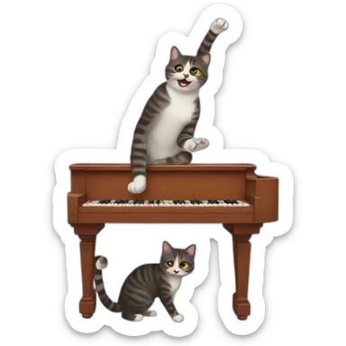 Juggling cat play piano sticker