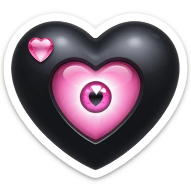A black heart Gem with a pink eye in the center sticker