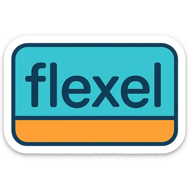 modern, clean text image with the word 'flexel' centered, correct spelling, no emoji or face sticker