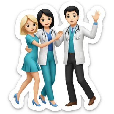 couple dancing full body a doctor black hair  woman blonde sticker