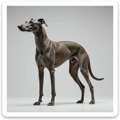 grey greyhound, full body, looking to the side, racing dog, realistic style sticker