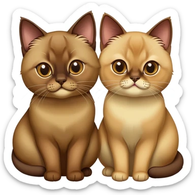 Two Burmese cats brown and beige color sticker