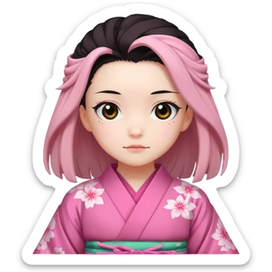 nezuko but bad and cute from demon slayer sticker