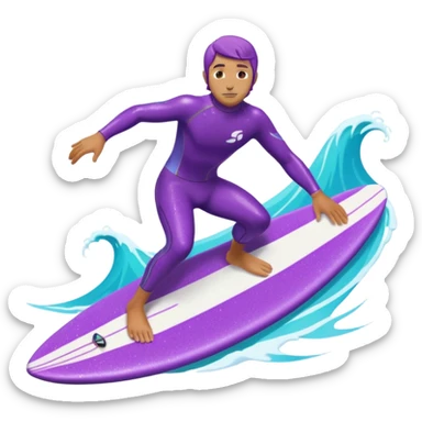 glitter surfer purple surf in wave ocean cian sticker
