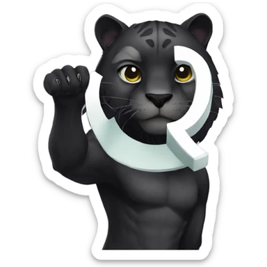 Black panther holding the number 0 in its paws sticker