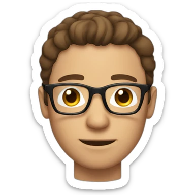 brown-haired man wearing glasses who is not able to get a key into a lock sticker